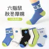 Calcetines para Niños con Diseño de Ratón de Seis Dedos al por Mayor 26 Otoño/Invierno Calcetines Gruesos de Algodón para Niños Medianos/Grandes, Bebés, Estudiantes, Niños, Calcetines hasta la Media Pantorrilla, Categoría A
