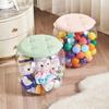 Cubo de Almacenamiento Multifuncional Taburete Asiento de Peluche para Niños Taburete Transparente para Cambiar Zapatos Caja de Almacenamiento de Muñecas de Plástico
