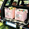 Cesta de armazenamento para carro dupla de gato com gravata borboleta, dobrável rapidamente, organizador de porta-malas economizador de espaço, cesta de armazenamento dobrável