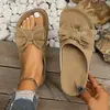 Sandalias casuales para mujer con decoración de lazo, pantuflas cómodas de suela plana, punta redonda, talla grande para comercio exterior