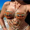 Cadena corporal de cuentas coloridas para mujer de estilo INS europeo y americano YYF, bralette sexy y elegante con cadena de cuentas vibrante en el pecho y chaleco