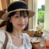 Chapéu de Palha de Aba Plana para Mulheres, Chapéu de Sol com Proteção Solar para Férias na Praia de Verão, Estilo Versátil Fresco Japonês, Chapéu de Sol Tendência
