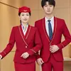 Uniforme de Aeromoça Terno Profissional Terno Feminino Outono e Inverno 2023 Formal Recepção de Hotel Etiqueta Recepção Boas-vindas Roupas de Trabalho