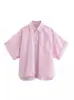 Venta al por mayor transfronteriza Verano 2024 Nuevo Ropa europea y americana Moda callejera Casual Holgada Camisa de manga corta con solapa y botones
