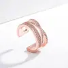 Anillo de Zirconia con Diamantes Completos de Nuevo Diseño, Elegante y Creativo, Estilo Coreano, Anillo Abierto de Doble Capa con Diamantes, Anillo de Dedo, Envío Directo