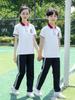 Conjunto de Uniforme de Verão para Alunos do Ensino Fundamental e Médio Camiseta de Manga Curta Cor Pura Foto de Formatura Apricot Calças de Uniforme de Verão Personalização