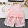 Chaleco de Bebé Verano Malla Fina Hueco Transpirable Sin Mangas Camiseta con Soporte para la Barriga y la Espalda Tirantes para Niña Nuevo Estilo