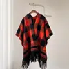 Xale Imitação Cashmere Venda Quente Transfronteiriça Quadrado Simples Xadrez Cachecol Quente de Inverno Capa Grossa com Franjas
