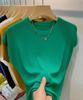 Suéter de Punto de Seda de Hielo para Mujer, Cuello Redondo Delgado, Nuevo Estilo de Verano, Simple y Versátil, Chaleco Superior sin Mangas de Color Sólido