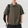 Camisa Polo pesada de 240g para homens, novo estilo verão 2026, camiseta de manga curta com gola de lapela, top casual solto para homens