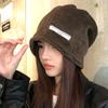 Gorro de punto para mujer Otoño e Invierno Sentido avanzado perezoso Gorro de punto holgado Forma de cabeza grande Cara pequeña Cálido Baotou Gorro frío