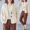 Blazer jaqueta de algodão e linho 2025 primavera e verão novo solto literário versátil manga longa casual temperamento roupa de proteção solar mulheres