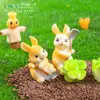 Figura de conejito temática de granja creativa para paisaje en miniatura, accesorio de decoración de paisajismo DIY para jardinería, pequeño adorno de escritorio