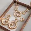 Conjunto de Joias Geométricas Espirais Circulares de Metal Estilo Personalidade Europeia e Americana Conjunto de Três Peças Exagerado de Temperamento de Luxo Leve Transfronteiriço