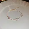 Pulseira quadrada ajustável colorida de zircônia transfronteiriça, pulseira de pulso doce e versátil para o dia a dia, joia de design de luxo leve e de alta qualidade