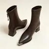 Nova Coleção Primavera/Outono 2026: Botas Martin Femininas de Bico Fino com Salto Grosso Antiderrapantes Duráveis Confortáveis Estilo Francês de Luxo