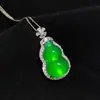 Pendientes del Mismo Estilo de Yang Mi Pendientes de Calcedonia Verde Hielo en Forma de Calabaza Pendientes Incrustados de Jade Plateados Pendientes Nuevos de Chinoiserie Pendientes