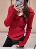 2025 Estilo Coreano Nuevo Cárdigan de Punto de Lana Pura para Mujer Solapa Rayas Delgado Color Puro Elegante Simple Chaqueta Abotonada