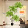 Nantian Bambú Estilo Lujo Ligero Árbol Artificial Decoración Interior Sala de Estar Adornos de Pie Paisajismo Planta Verde Biónica Flor de Seda en Maceta Otros