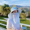 Sombrero de Protección Solar para Mujer, Sombrero de Sol para Trabajos de Campo, Máscara Facial y Protección para el Cuello Integradas, Protección Solar de Verano para Exteriores, Sombrero de Sol con Cubre Rostro para Recolección de Té
