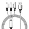 Cable de Datos Trenzado de Malla de Pescado Uno a Tres 5A Carga Súper Rápida Cable de Carga Tres en Uno Tipo-C Regalo Logo Personalizado