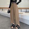 Pantalones harén de Pu de estilo coreano para mujer, primavera y verano 2024, nuevos pantalones de pierna ancha informales, holgados, de cintura alta y diseño de bolsillo, a la moda