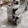 Mostrador de Herramientas para Barbería, Gabinete de Acero Inoxidable de Doble Cara para Salón de Peluquería, Almacenamiento con Cajones y Estante para Secadoras