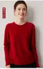Suéter Feminino 100% Caxemira Pura Outono/Inverno Novo Gola Redonda Borda Enrolada Manga Longa Pulôver Malha Fashionável Camada Base Suéter