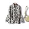Fábrica Yuan Material Qualidade Centavo Ramie Puro Flutuante como Luz de Fada Fina Micro-transparente Solto Manga Longa Estampada Camisa Branca Top Protetor Solar