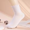 Calcetines blancos con orejas de madera JK para mujer, hasta media pantorrilla, con encaje fino, estilo japonés, para primavera y otoño
