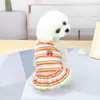 Ropa de Perro Estilo Verano Delgado Vestido de Princesa para Perros Pequeños con Tirantes para Bichón Frisé y Gatos, Bordado Rayado de 24 Colores con Diseño de Cereza