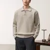 Suéter de punto pesado estilo old money para hombre, con cuello polo, para otoño e invierno, color beige, estilo casual, top con look sofisticado y maduro