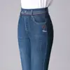 9287 Calça Comprida Jeans Outono para Mulheres de Meia-Idade, Mães de Meia-Idade e Idosas, Calça Lápis Slim Fit Plus Size com Cintura Elástica, Tamanho Grande