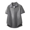 Camisa Polo de Tricô Verão Transfronteiriça Novo Estilo Gola Gaivota, Simples e Casual Estilo Old Money, Manga Curta, Caimento Relaxado, Peça Básica Versátil