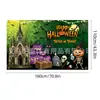 Tela de Fondo Nueva Transfronteriza para Halloween con Decoraciones de Calaveras para Montaje de Ambiente de Fiesta y Carnaval, Tela Colgante, Banderines Colgantes, Banderas