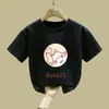 Estilo Novo de Verão Crianças Celebridade da Internet Estilo Coreano Solta Manga Meia Moda Desenho Animado Meninas Camiseta Manga Curta Algodão Puro Tops para Meninas