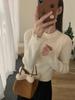 Suéter de Punto de Alta Calidad con Diseño de Puntada de Encaje y Perlas Camisa de Manga Larga Coreana Pulóver Camisa Básica Casual