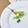 Novo Pingente de Cabacinha com Franja em Laca Degradê Estilo Chinês, Cordão Trançado à Mão para Celular, Acessório de Bolsa em Brocado Song Tradicional