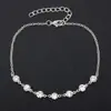 Joyería Transfronteriza Europea y Americana, Tobilleras de Playa Sencillas y Personalizadas Incrustadas de Diamantes, Accesorios de Pie Versátiles de Aleación de Verano con Diamantes Brillantes, Tobilleras para Mujer
