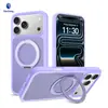 Transfronterizo adecuado para Apple 18 Pro Max funda con soporte giratorio de 360 grados 17 Pro magnética con sensación de piel 16 funda de teléfono al por mayor