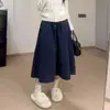 Saia de verão feminina de cintura alta de secagem rápida, saia midi estilo guarda-chuva linha A estilo coreano, cobre o quadril e afina, saia longa de trabalho com retalhos