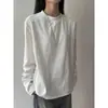Camiseta Masculina Deconstruída de Manga Longa Base para Primavera e Outono, Top Casual Solto com Design Retro Americano