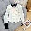 Stock Listo Chaqueta Camisa Ajustada de Color Contrastante Estilo Preppy Traje de Falda Plisada Aroma Pequeño Moda Ajustada Conjunto de Dos Piezas para Mujer Puro