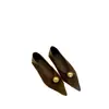 Sapatos Mary Jane pontudos de encaixe em pele de ovelha para mulheres, novo estilo francês outono e inverno 2026, sapatos baixos femininos de uso duplo nicho