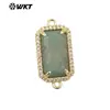 WT-C326 opcional multicolor piedra natural rectángulo circonita adornos conectores colgantes accesorios para joyería DIY