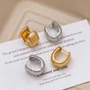 Pendientes en forma de U con textura dorada de estilo coreano, estilo coreano, otoño e invierno, nuevos, sencillos, elegantes, diseño de nicho, joyería de moda para las orejas.