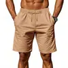 2026 Shorts casuais masculinos de linho fino de verão estilo americano para praia, corte solto, da fábrica de origem