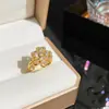 Anillo de Cuatro Hojas Giratorio con Circonita Microincrustada Abierto Ajustable Moda Temperamento Moda Estilo Lujo Ligero Anillo Accesorios para Mujer