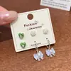 Brincos de Coração Dopamina Borboleta Flor Zircônia Conjunto de Três Peças para Mulheres com Hastes de Prata, Brincos Doces de Frutas Menina