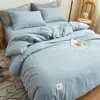 Conjunto de Quatro Peças em Algodão Tingido em Fio Lavado Grau Mãe e Bebê Classe A Macio 100% Algodão Estilo Muji Xadrez Algodão Puro Conjunto de Quatro Peças